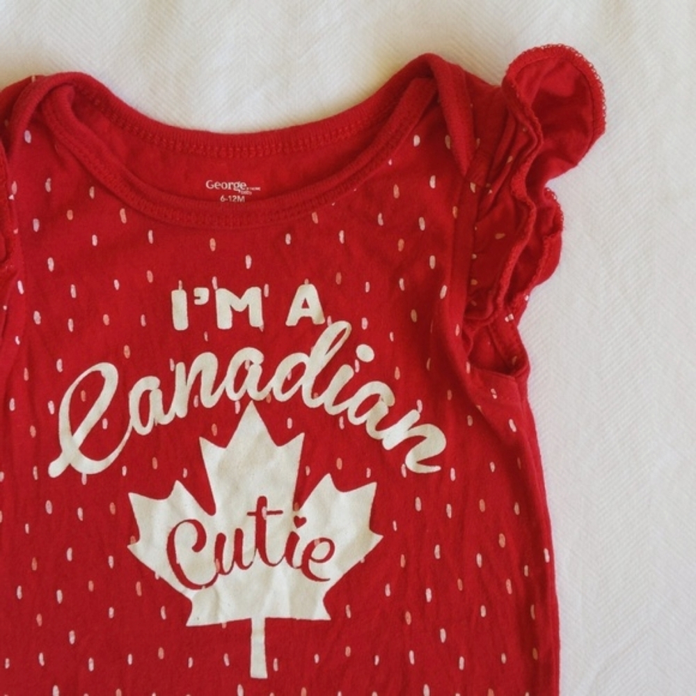 george red canadian cutie bodysuit diaper shirt 6-12 months baby girl